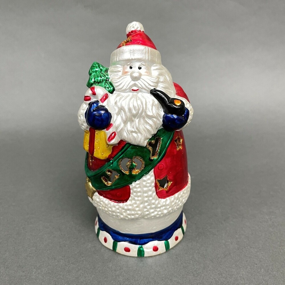 Santa Claus Figure Christmas Votive Candle Holder 6 1/4"‎ high